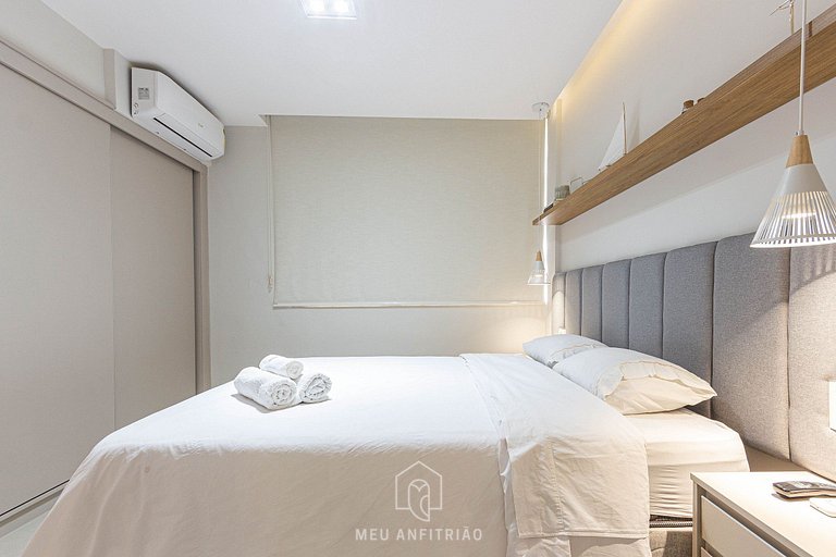 3 habitaciones|90m²|600m playa Leblon y shopping