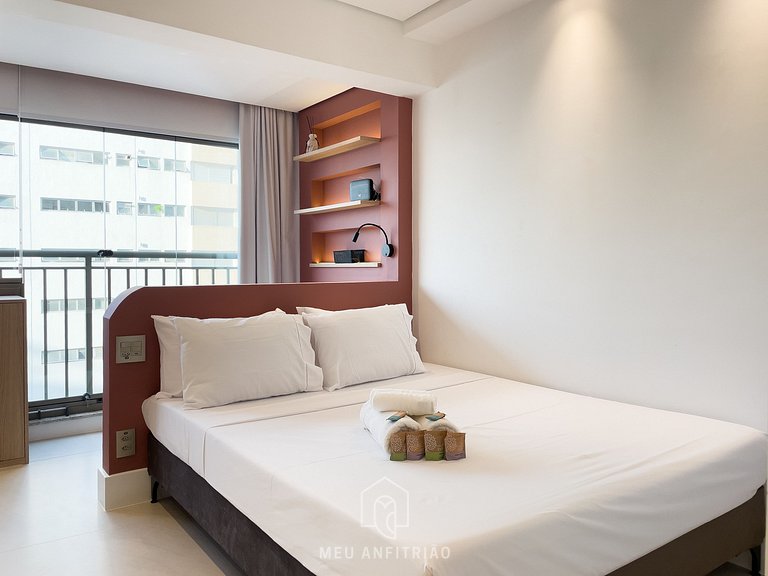 25m² | 2 pessoas | Piscina| 1,5km Allianz Parque