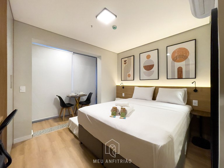 25m² | 3 pessoas | Cama queen | Shopping Morumbi
