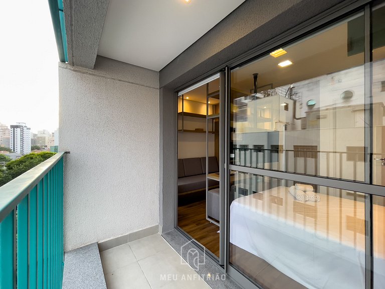 Studio p/ 2 Piscina | Academia | 400m metrô | 25m²