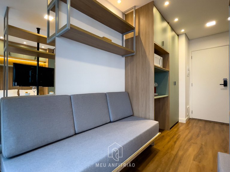 Studio p/ 2 Piscina | Academia | 400m metrô | 25m²