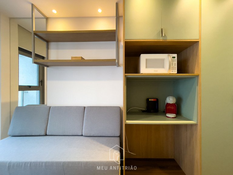Studio p/ 2 Piscina | Academia | 400m metrô | 25m²