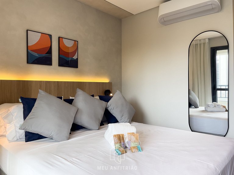 Cama queen | Acesso ao aeroporto | Av. Berrini