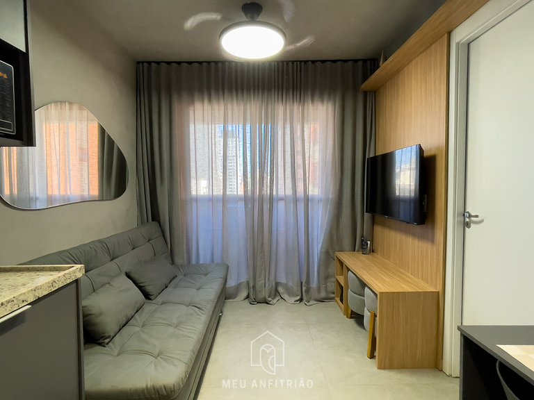 Apto 1 quarto | 30m² | Cama queen | Ibirapuera