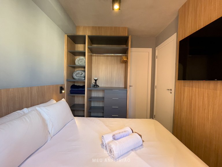 Apto de 1 dorm | 30 m² | Cama queen | Ibirapuera