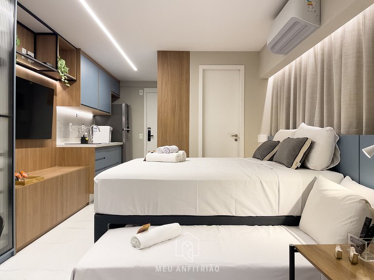 3 people | Queen bed | 800m from Nubank Park