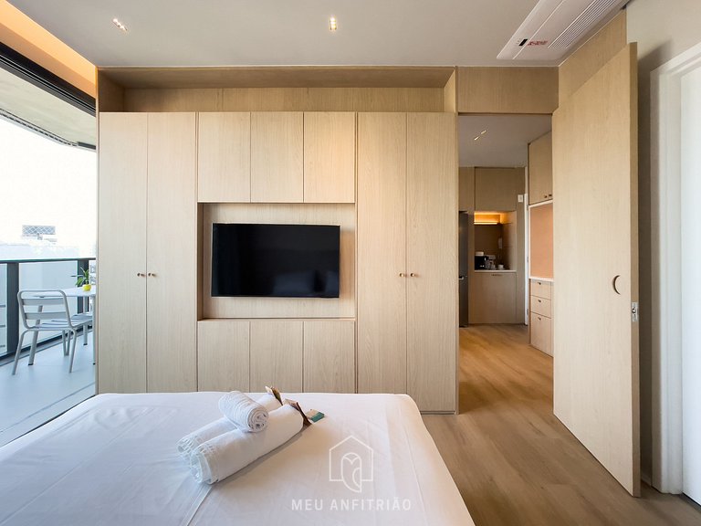 Apto 1 quarto | Cama queen | Garagem | Faria Lima