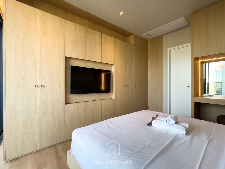 Apto 1 quarto | Cama queen | Garagem | Faria Lima