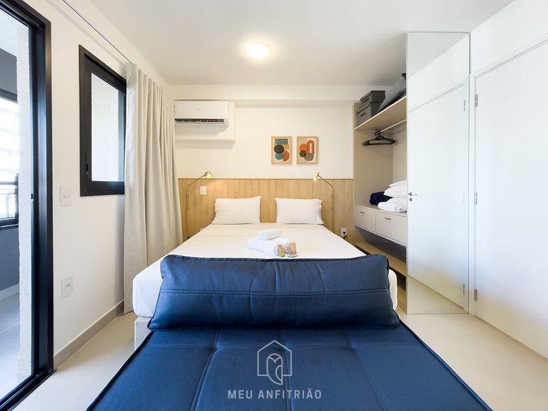 3 pessoas | Cama queen | Academia | Av. Jabaquara