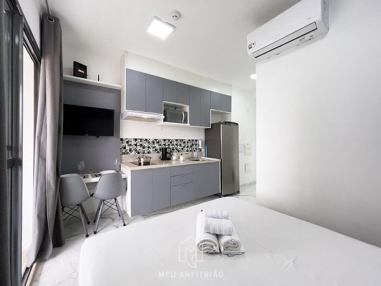 Studio 23m² | Garagem | Varanda | 300m Metrô